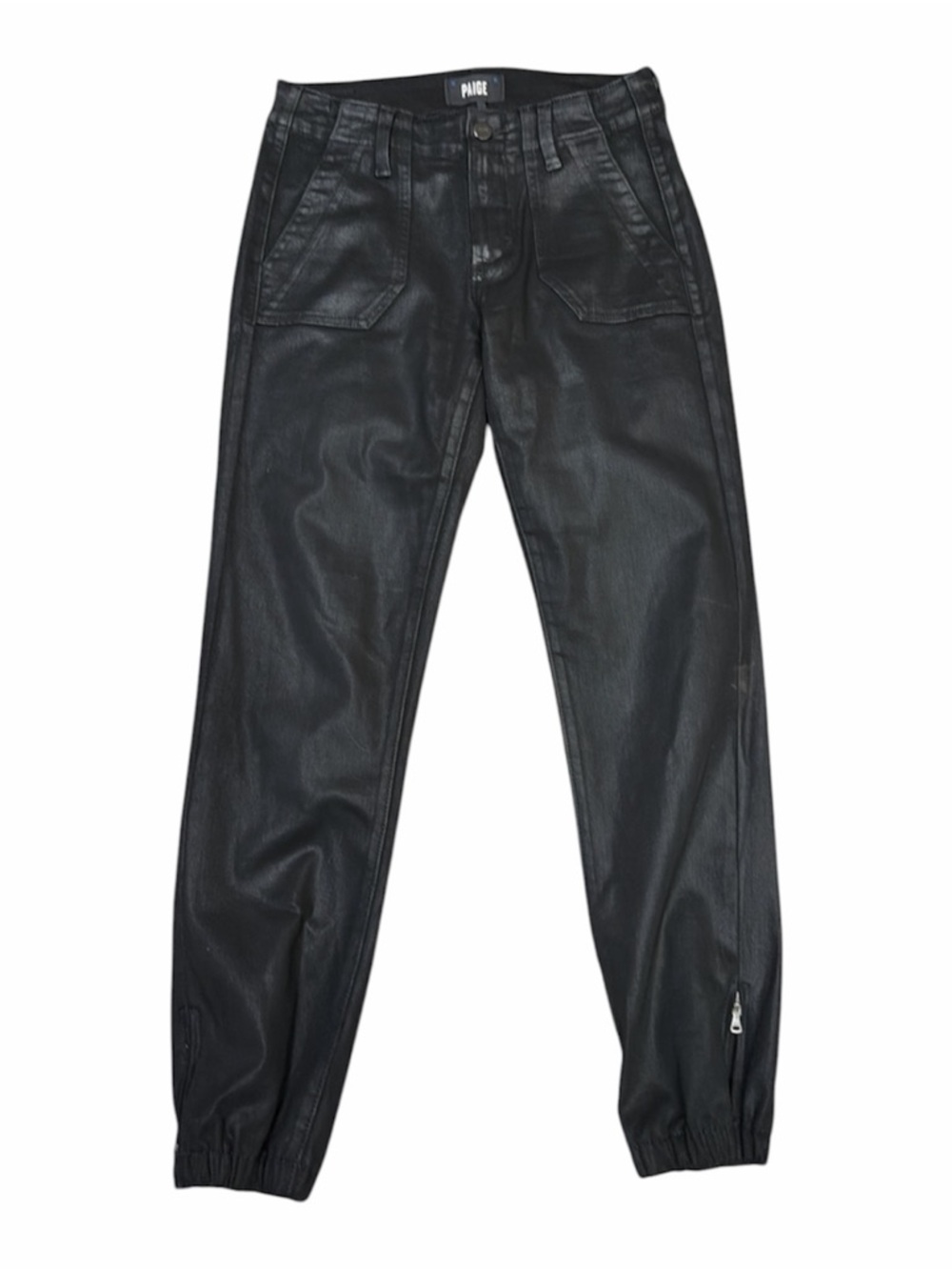 PAIGE Mayslie Coated Jogger – Black Leather-Look Luxe sz 25